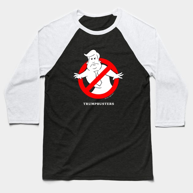 Trumpbusters by SuperMercado Baseball T-Shirt by supermercadocomics